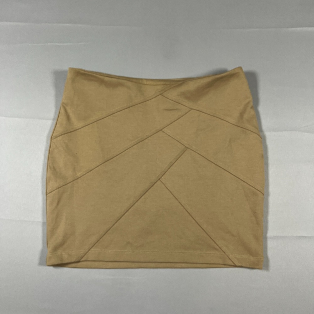 Papaya Bodycon Mini Skirt Womens Small Beige Stretch High Waisted Formal Wear